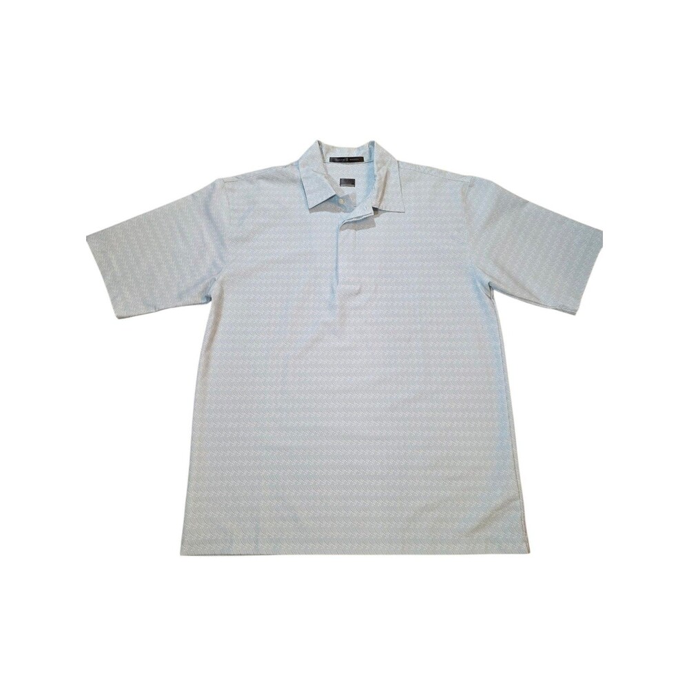 Nike Tiger Woods Collection Golf Polo Shirt Mens M Blue Geometric Pattern DriFit